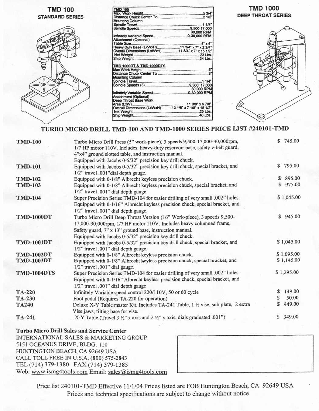 tmd price list